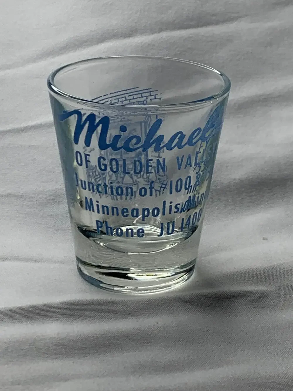 Vintage 1950s Michael’s Golden Valley MN Advertising Shot Glass JU 1400